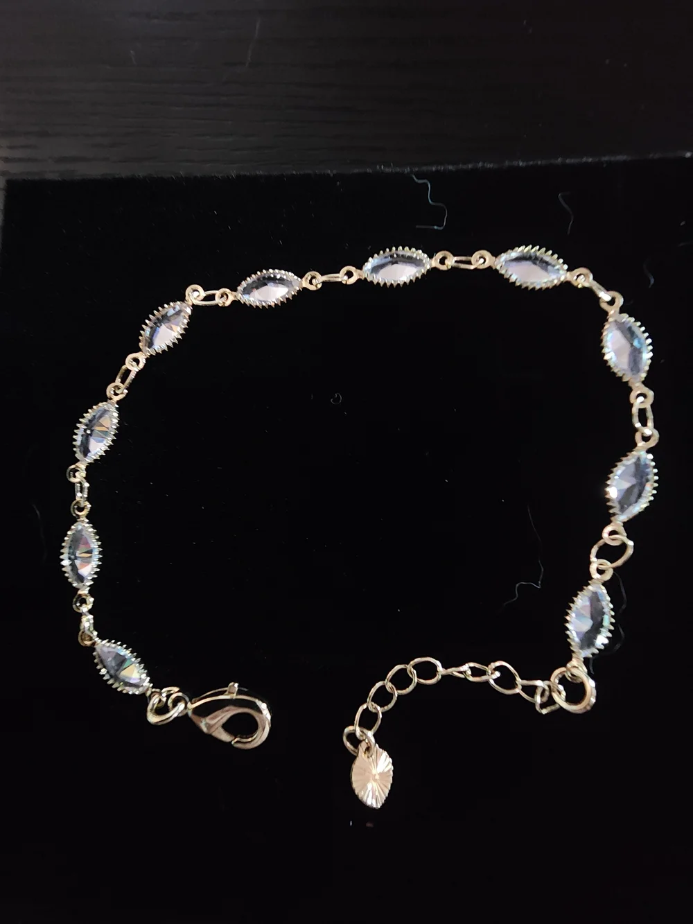 Delicate Gold-Link Bracelet with Clear Marquise Stones